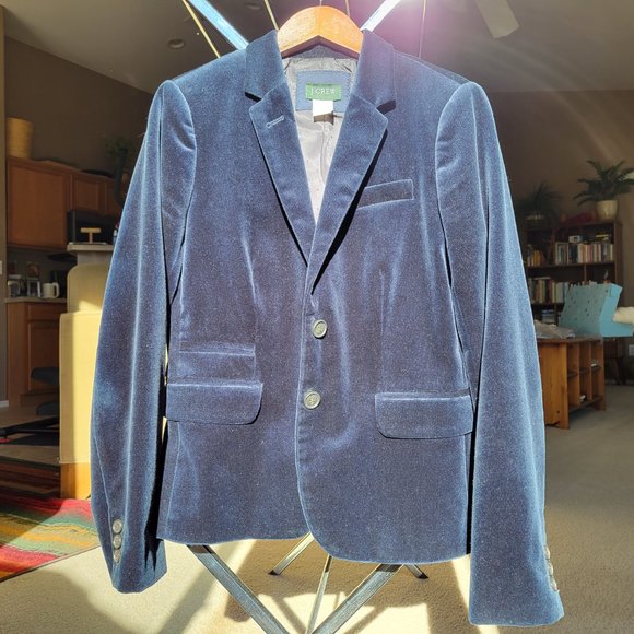 NWOT J. Crew Schoolboy Velvet Blazer INDIGO/MIDNIGHT BLUE 0 - Picture 9 of 9